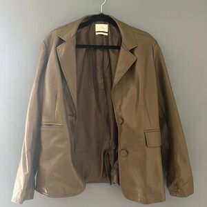 Urban Outfitters Olive Faux Leather Jacket